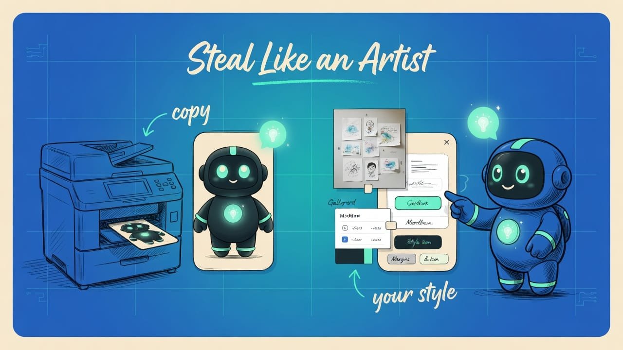 Sodi im Sketch hilft 'wie ein Künstler zu klauen': links Kopierer kopiert eine Quelle, rechts Sodi baut neues UI aus Teilen von Galerie + realem Produkt + Design-System zusammen