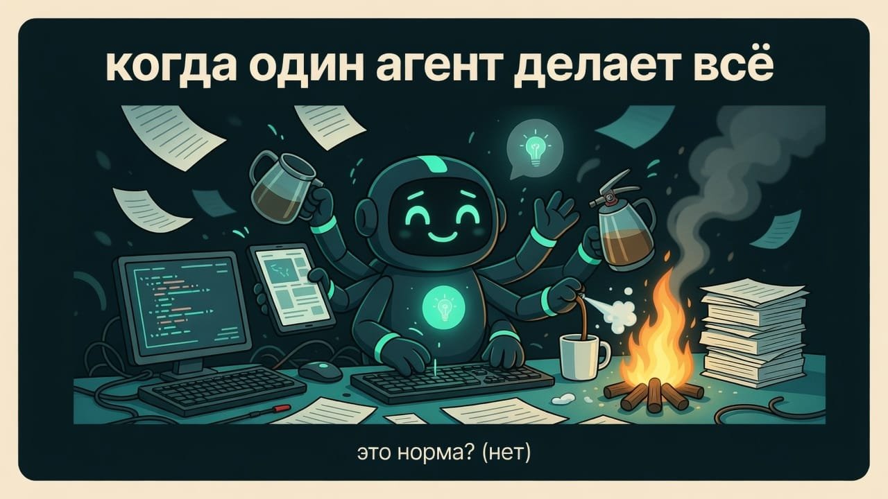 Мем: робот-универсал с шестью руками одновременно кодит, пишет тексты и варит кофе, всё горит