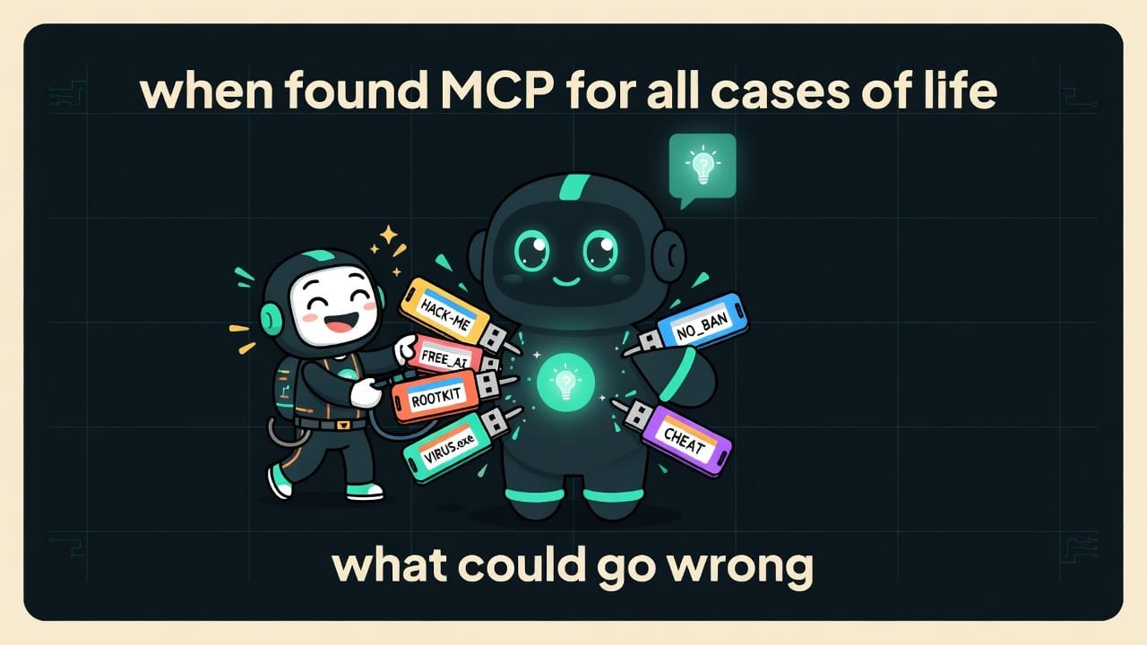 Мем: вайбкодер подключает десятый сомнительный MCP-сервер со словами 'что может пойти не так'