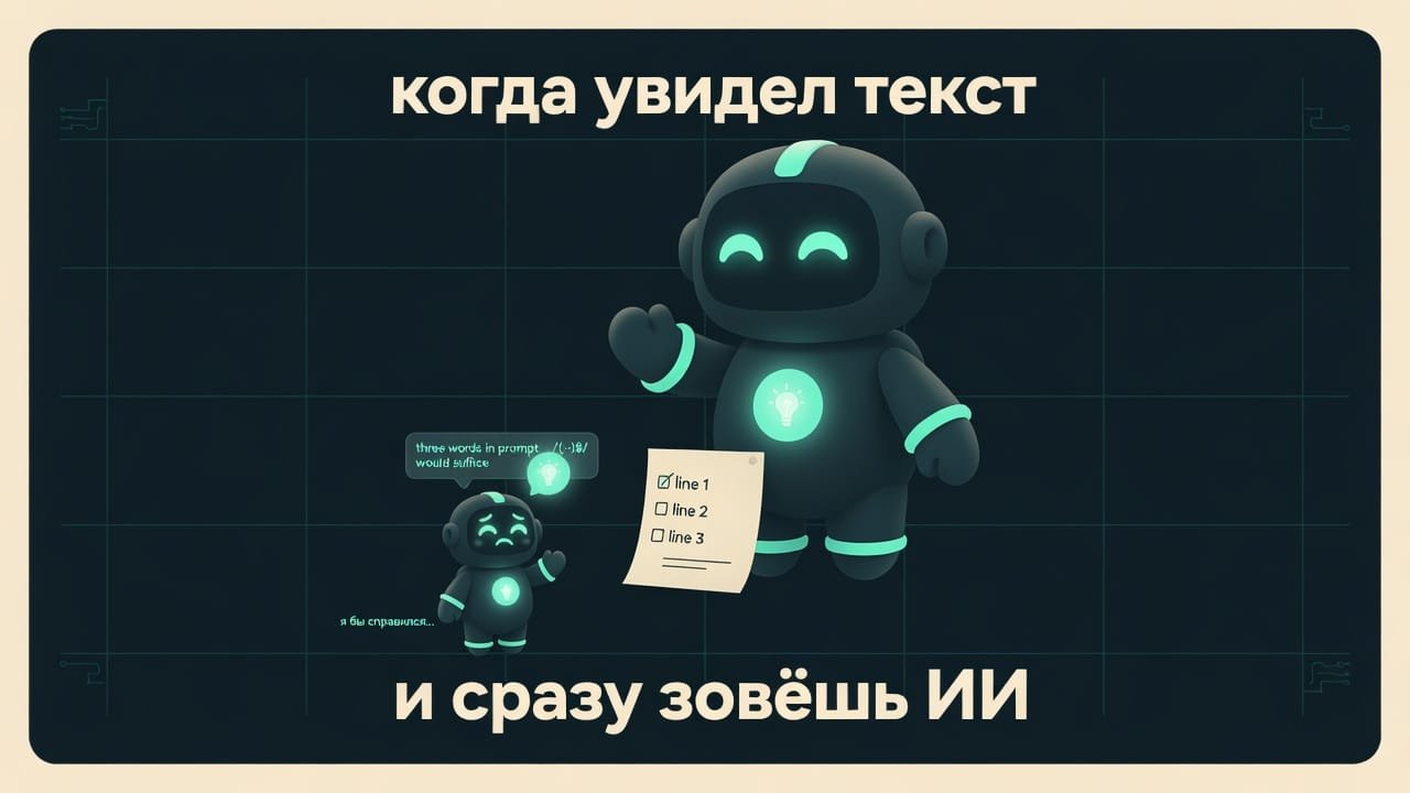 Мем: вайбкодер зовёт огромную нейросеть, чтобы разобрать список из трёх одинаковых строчек