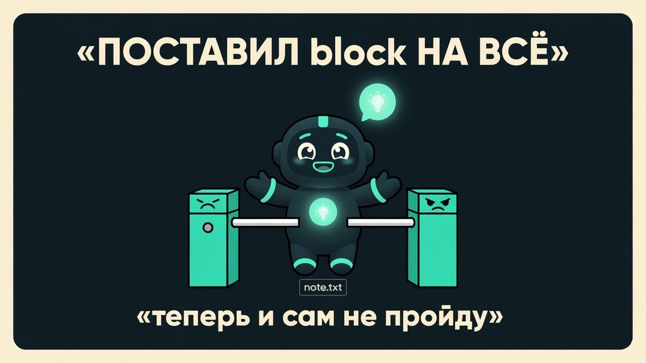 Мем: охранник-хук блокирует абсолютно всё, включая безобидное сохранение файла